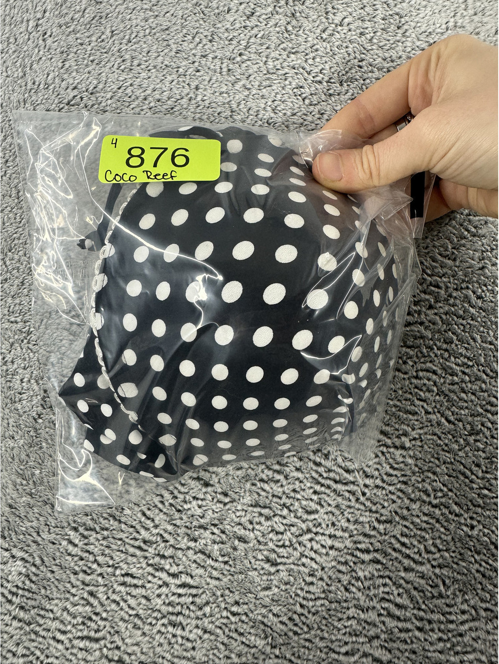 Coco Reef Black White Polka Dot Halter Bikini Top Y2K Coquette Cottage - Picture 7 of 7